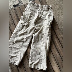 Cream Casual Cargo Pants with Relaxed Fit